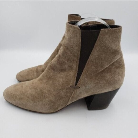 Aquatalia Tan Suede Ankle Boots Size 6.5 Side Zip Neutral - Picture 7 of 16